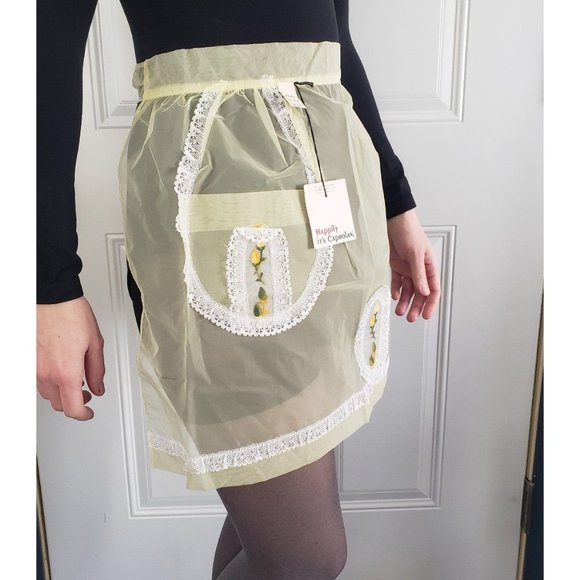 NWT 60s Sheer Yellow Hostess Apron‎ - Picture 2 of 3